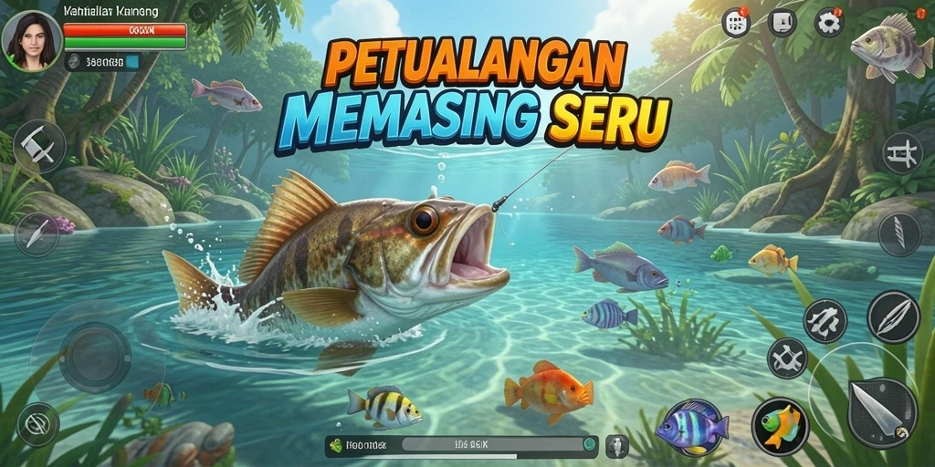 Tampilan gameplay menarik dari 66K saat menangkap ikan.