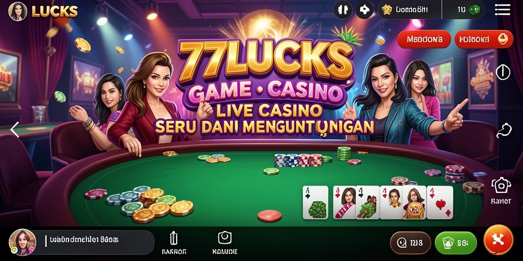 Tampilan gameplay Live Casino di aplikasi 77LUCKS yang menarik dan dinamis.