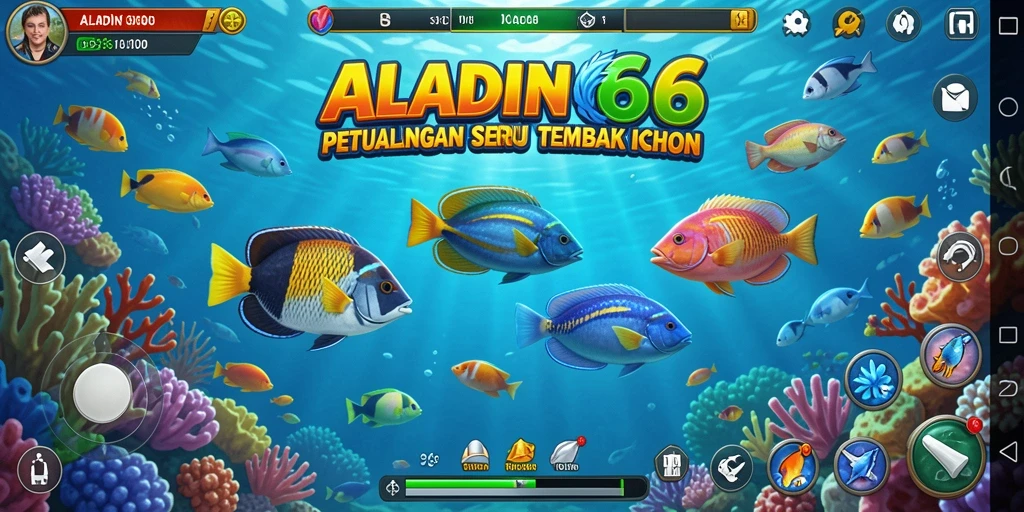 Tampilan aksion seru dalam gameplay Tembak Ikan ALADIN66.