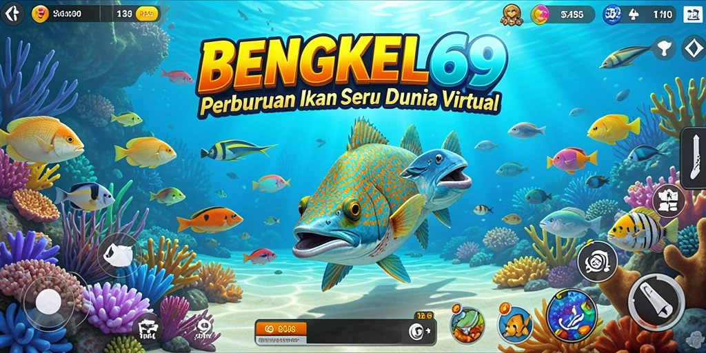 Screenshot BENGKEL69 menunjukkan pemain asyik menangkap ikan di lautan.