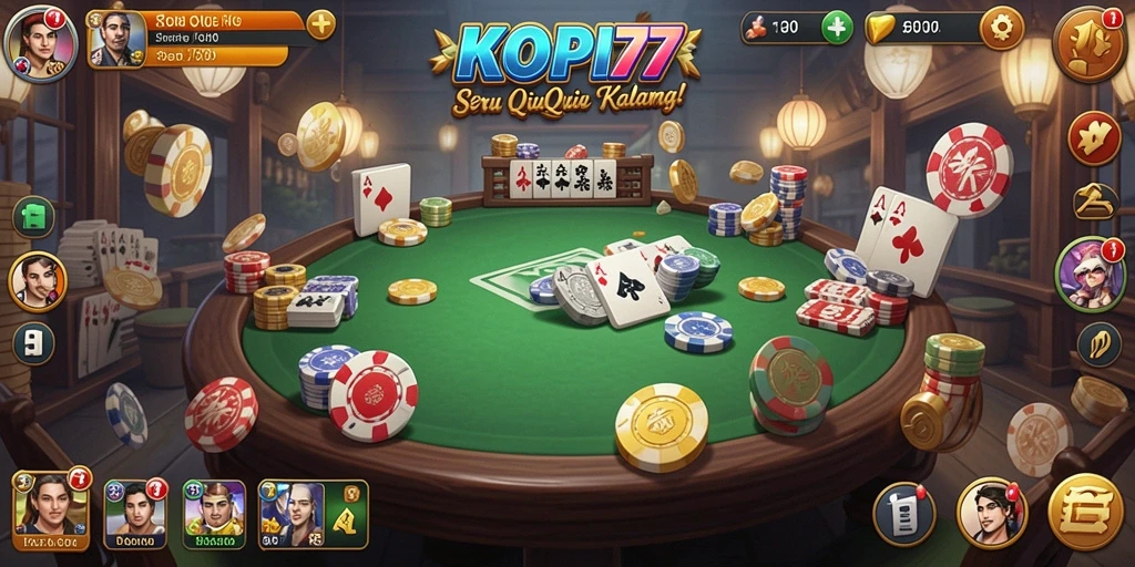 Screenshot gameplay KOPI77 yang menampilkan aksi seru permainan QiuQiu.
