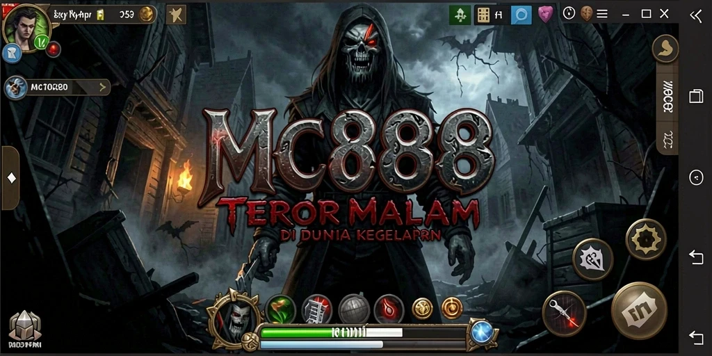 Screenshot gameplay MC888 menampilkan kegelapan dan teror yang mencekam.