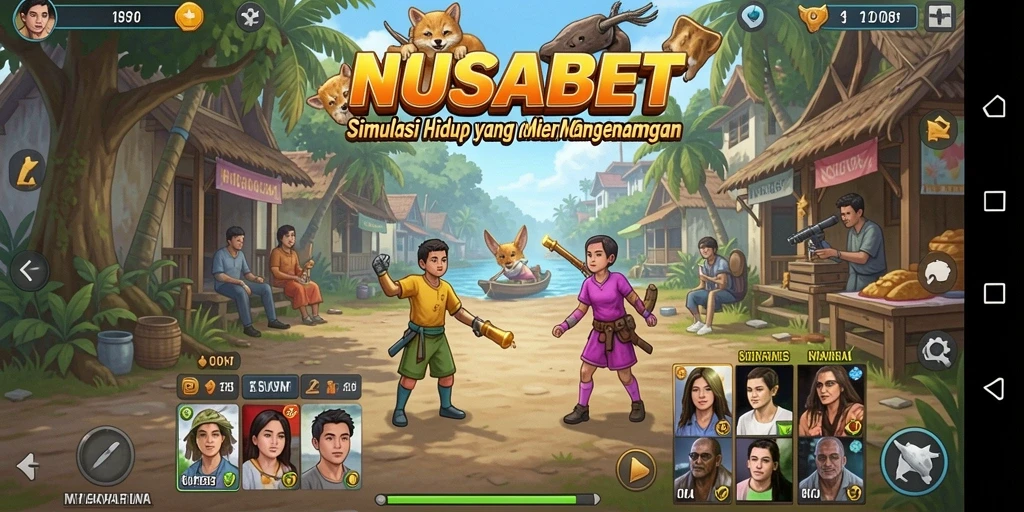 Tampilan gameplay NUSABET yang penuh warna dan detail.