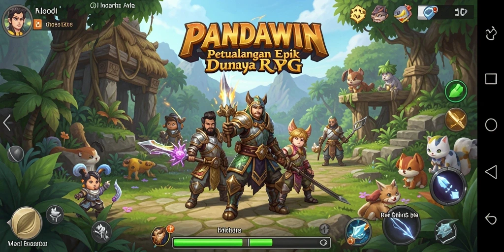 Tampilan gameplay yang seru dari PANDAWIN dalam mode RPG.