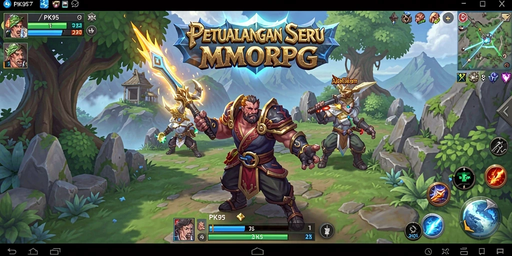 Tampilan gameplay PK95 yang penuh aksi dalam dunia MMORPG.