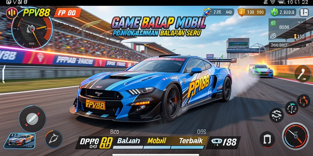 Tampilan mendebarkan dari gameplay balapan PPV88 dengan mobil cepat.