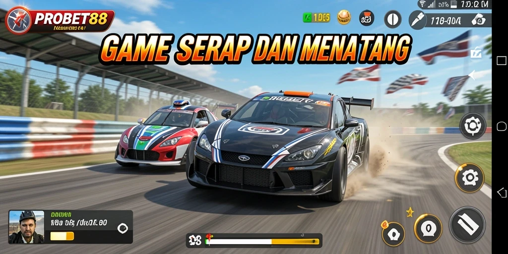 Gameplay seru PROBET88 dengan balapan menegangkan.