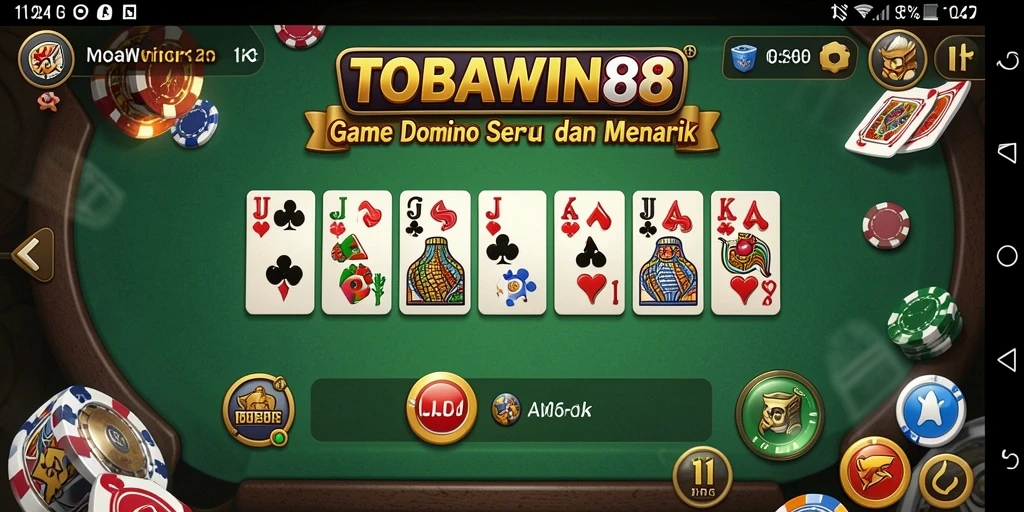 Tampilan gameplay seru TOBAWIN88 dalam permainan Domino.